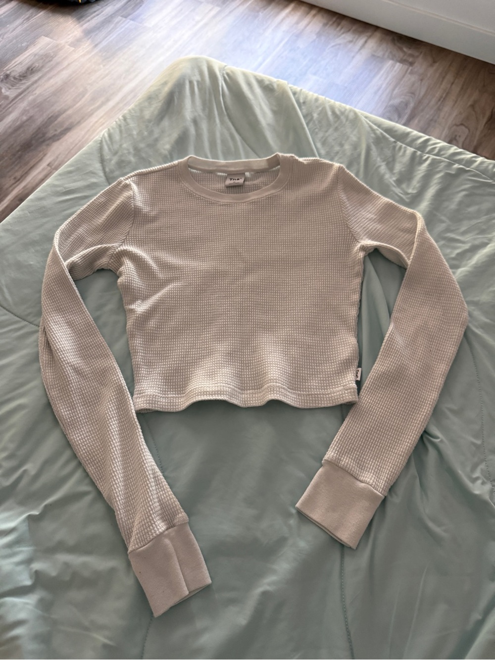 Aritzia TNA White Waffle long sleeve shirt